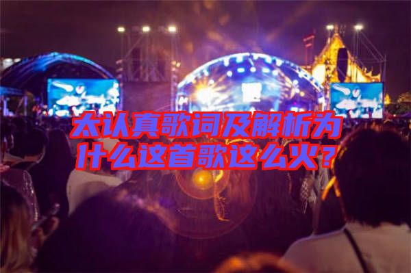 太認真歌詞及解析為什么這首歌這么火？