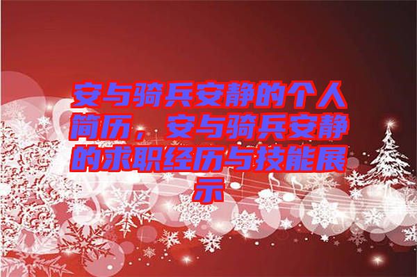 安與騎兵安靜的個人簡歷，安與騎兵安靜的求職經歷與技能展示