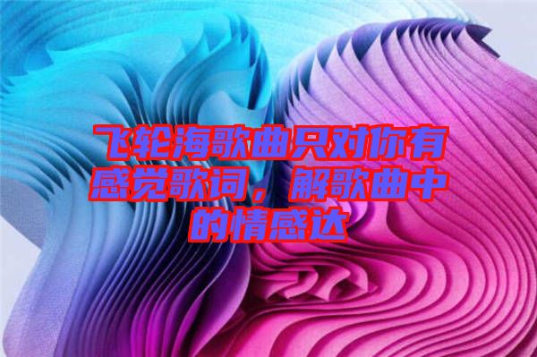 飛輪海歌曲只對你有感覺歌詞，解歌曲中的情感達