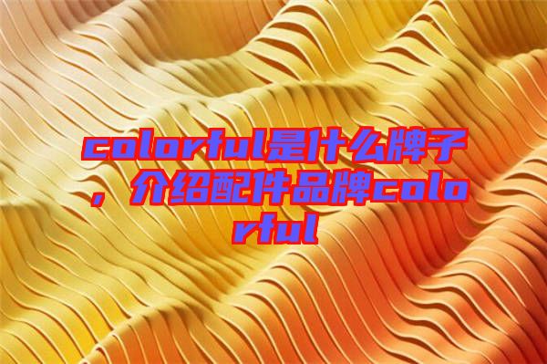 colorful是什么牌子，介紹配件品牌colorful