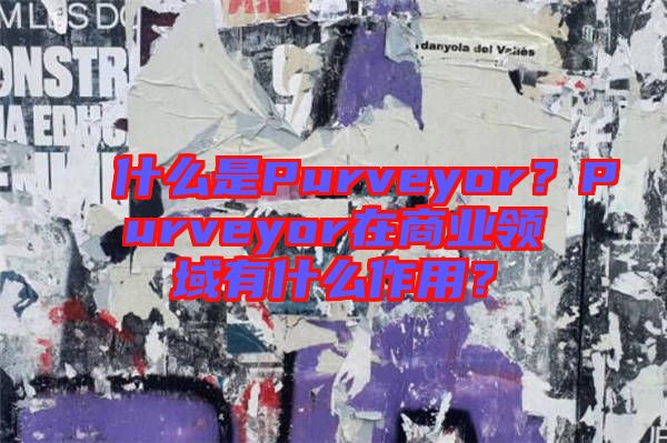 什么是Purveyor？Purveyor在商業領域有什么作用？