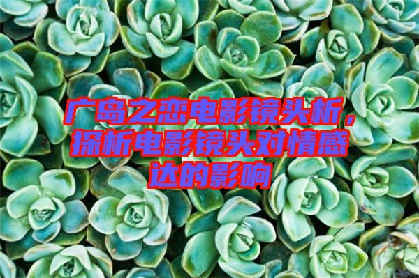 廣島之戀電影鏡頭析，探析電影鏡頭對情感達的影響