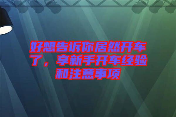 好想告訴你居然開(kāi)車(chē)了，享新手開(kāi)車(chē)經(jīng)驗(yàn)和注意事項(xiàng)