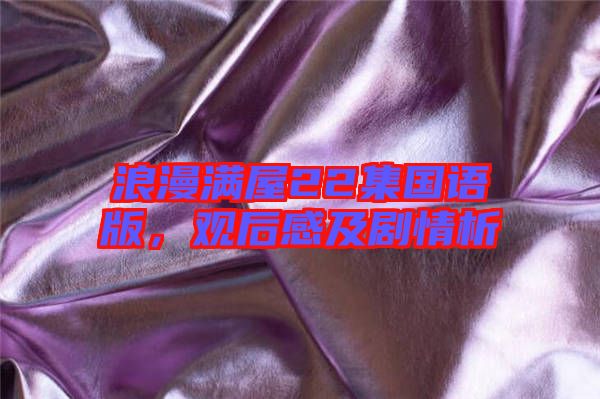 浪漫滿(mǎn)屋22集國(guó)語(yǔ)版，觀后感及劇情析