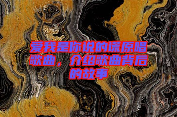 愛我是你說的謊原唱歌曲，介紹歌曲背后的故事