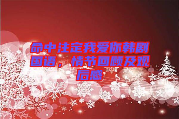 命中注定我愛你韓劇國語，情節(jié)回顧及觀后感