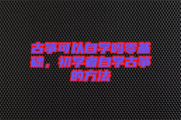 古箏可以自學嗎零基礎，初學者自學古箏的方法