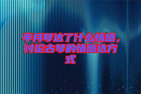 半月琴達了什么情感，討論古琴的情感達方式
