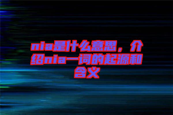 nia是什么意思，介紹nia一詞的起源和含義