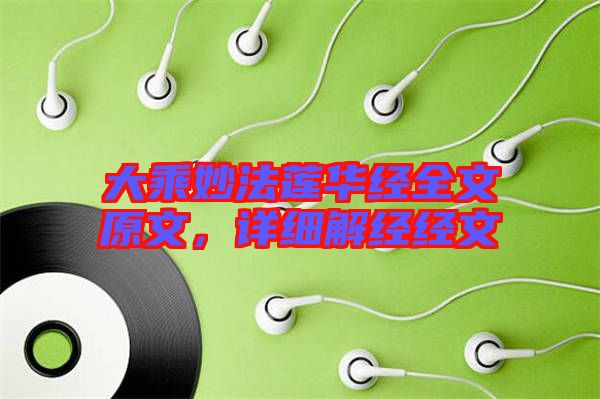 大乘妙法蓮華經全文原文，詳細解經經文