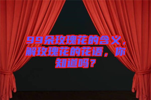 99朵玫瑰花的含義，解玫瑰花的花語，你知道嗎？