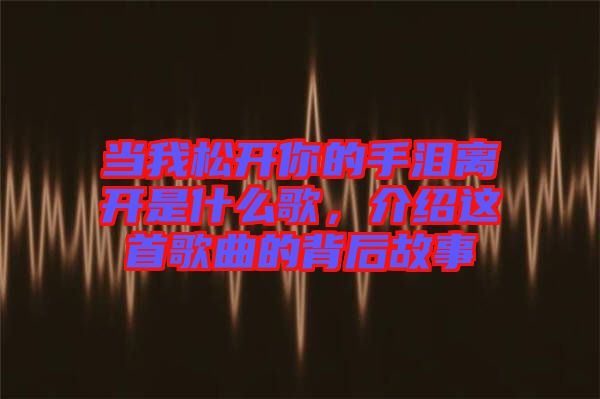當(dāng)我松開你的手淚離開是什么歌，介紹這首歌曲的背后故事