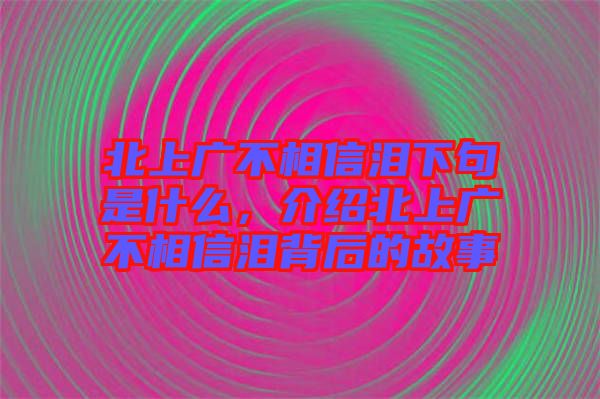 北上廣不相信淚下句是什么，介紹北上廣不相信淚背后的故事