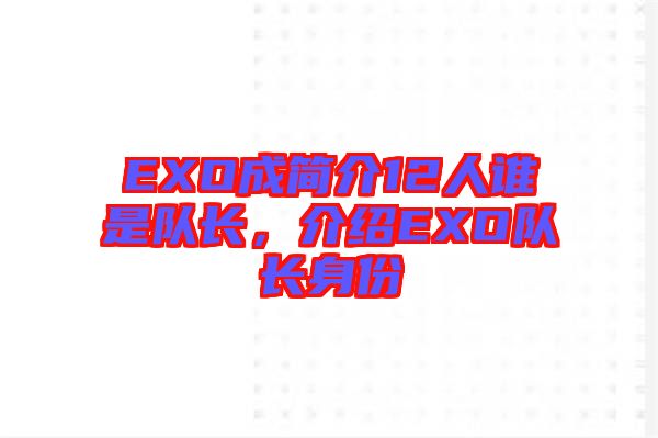 EXO成簡介12人誰是隊長，介紹EXO隊長身份