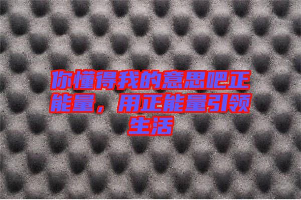 你懂得我的意思吧正能量，用正能量引領生活