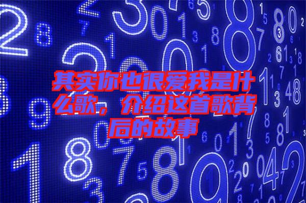 其實你也很愛我是什么歌，介紹這首歌背后的故事
