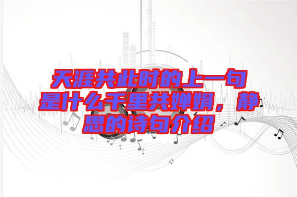 天涯共此時(shí)的上一句是什么千里共嬋娟，靜思的詩(shī)句介紹