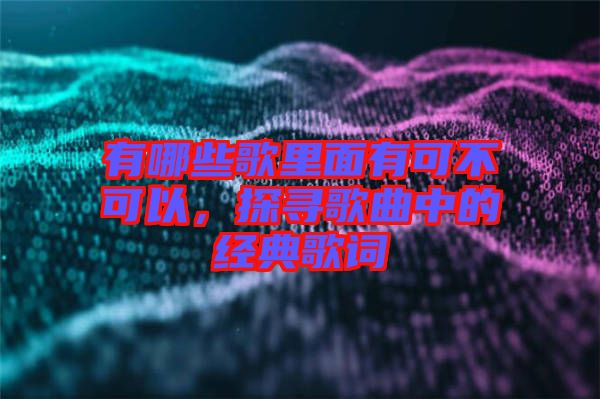 有哪些歌里面有可不可以，探尋歌曲中的經典歌詞