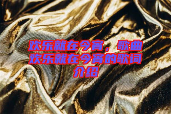 歡樂就在今宵，歌曲歡樂就在今宵的歌詞介紹