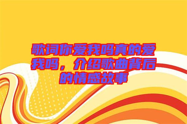 歌詞你愛我嗎真的愛我嗎，介紹歌曲背后的情感故事