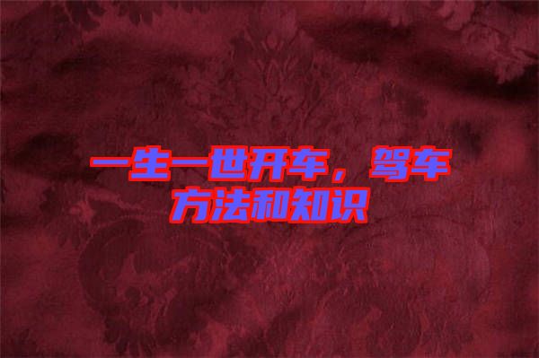一生一世開(kāi)車(chē)，駕車(chē)方法和知識(shí)