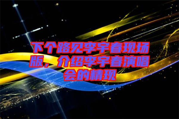 下個路見李宇春現場版，介紹李宇春演唱會的精現