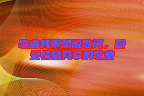 歌曲我不想說歌詞，感受情感真摯的歌曲