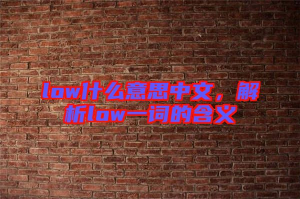 low什么意思中文，解析low一詞的含義