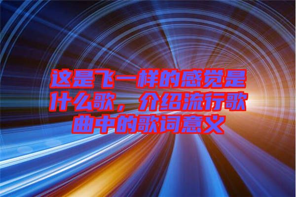 這是飛一樣的感覺是什么歌，介紹流行歌曲中的歌詞意義