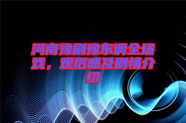 河南豫劇豫東調全場戲，觀后感及劇情介紹