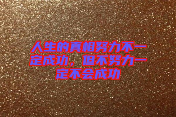 人生的真相努力不一定成功，但不努力一定不會成功