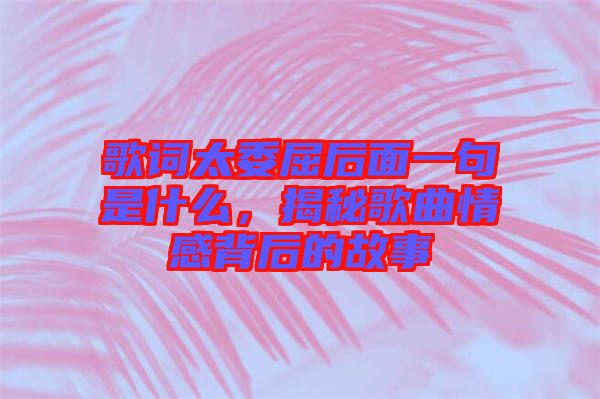歌詞太委屈后面一句是什么，揭秘歌曲情感背后的故事