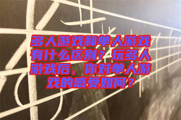 多人游戲和單人游戲有什么區別？玩多人游戲后，你對單人游戲的感受如何？