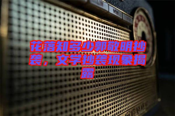 花落知多少郭敬明抄襲，文學(xué)抄襲現(xiàn)象揭露
