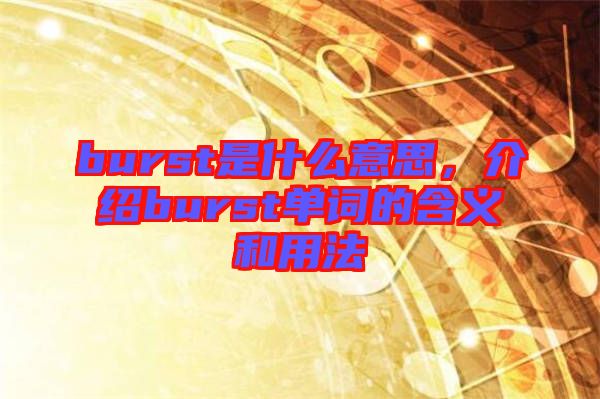 burst是什么意思，介紹burst單詞的含義和用法