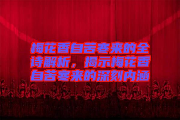 梅花香自苦寒來的全詩解析，揭示梅花香自苦寒來的深刻內(nèi)涵