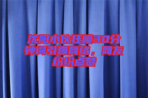 沈陽小伙狂噴30分鐘詞引爆網絡，網友紛紛點贊