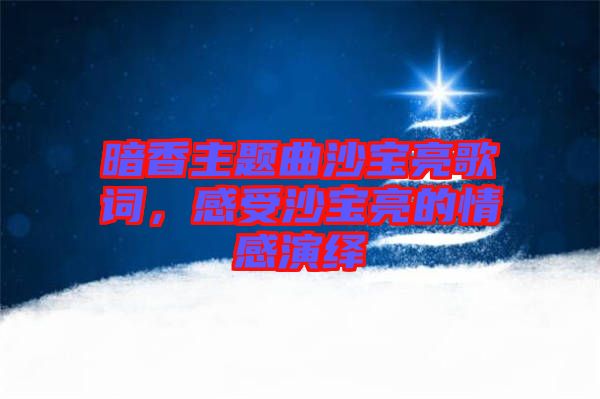 暗香主題曲沙寶亮歌詞，感受沙寶亮的情感演繹