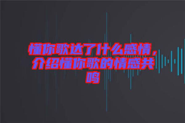 懂你歌達了什么感情，介紹懂你歌的情感共鳴