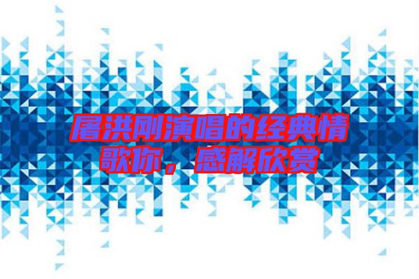 屠洪剛演唱的經(jīng)典情歌你，感解欣賞
