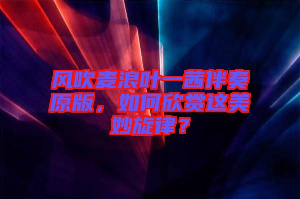 風吹麥浪葉一茜伴奏原版，如何欣賞這美妙旋律？