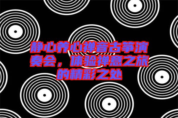 靜心養心禪音古箏演奏會，體驗禪意之旅的精彩之處