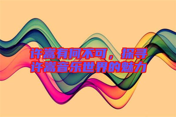 許嵩有何不可，探尋許嵩音樂(lè)世界的魅力