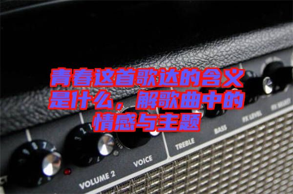 青春這首歌達的含義是什么，解歌曲中的情感與主題
